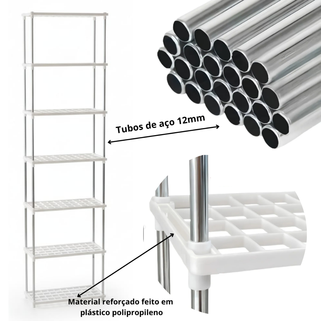 Estante Multiuso Modular 7 Andares Organizador Em Aço Reforçado em Oferta na Shopee