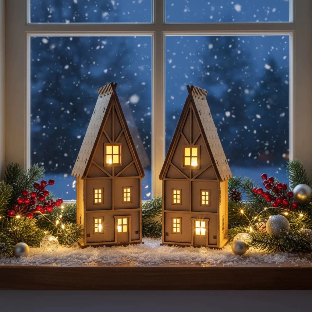 2 Casa/Casinha Natalina em MDF Black Friday – Miniatura para Pintura, Iluminação e Artesanato