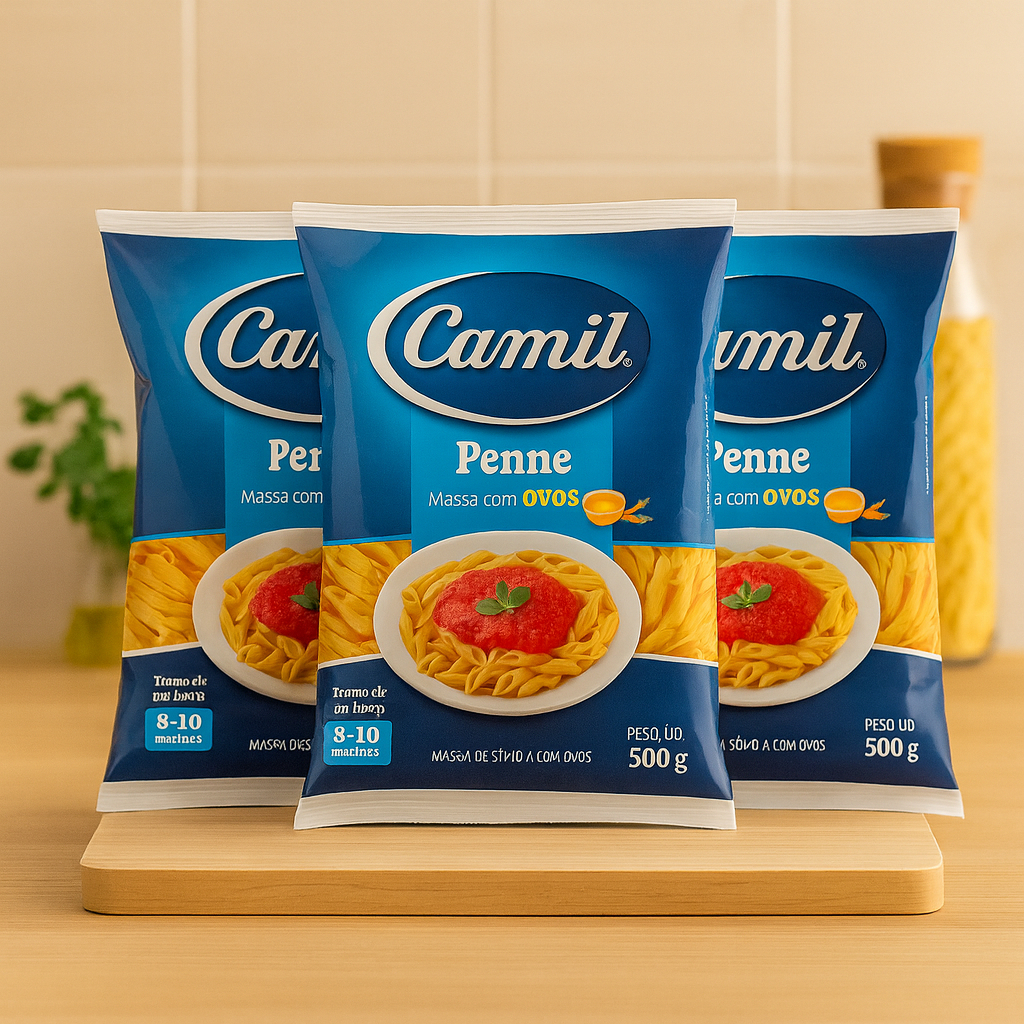 Kit com 3 Macarrão Penne Camil 500g cada | Massa com Ovos • Soltinha, Saborosa e de Qualidade | Envio Imediato 🚚💨
