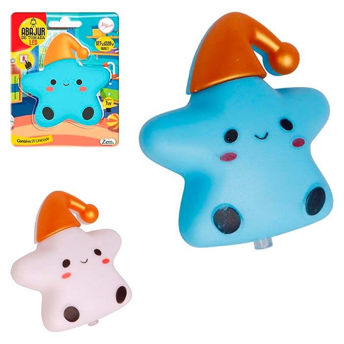 Mini Luminária Luz Led Infantil Estrela Abajur de Tomada Led Infantil Colorida Quarto Bebê Noturna