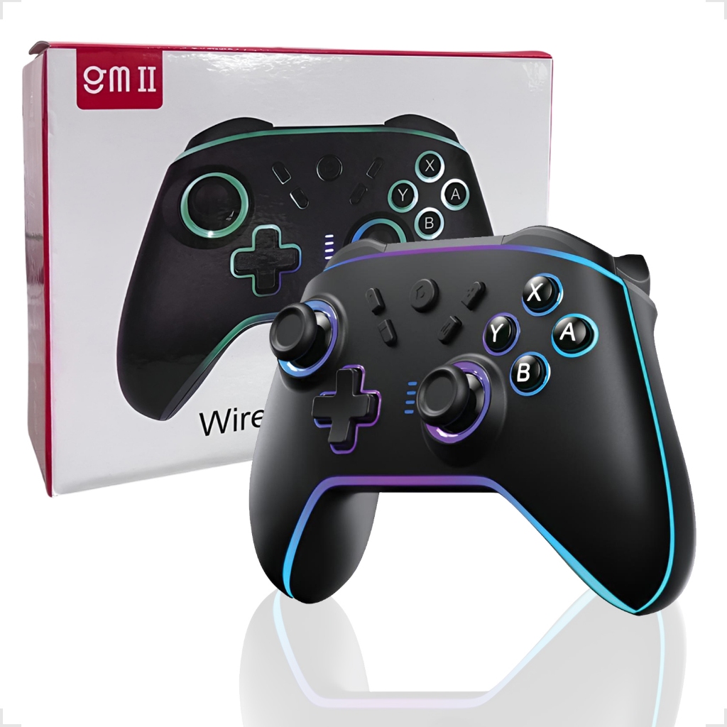 Controle Gamer Sem Fio Wireless Bluetooth Luz RGB COMPATÍVEL PC NINTENDO SWITCH IOS ANDROID LER DESCRIÇÃO em Oferta na Shopee