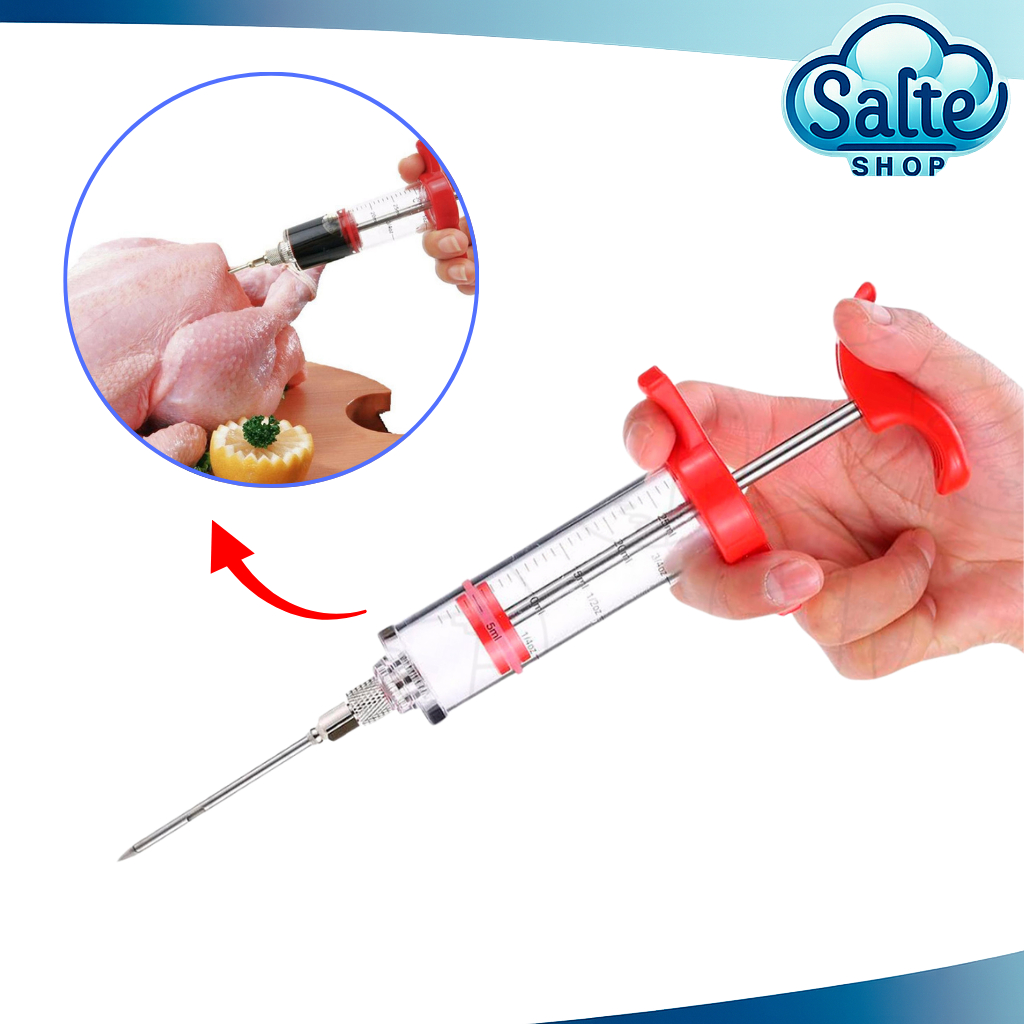 Seringa Culinária Inox Tempero Carnes Aves Aplicador Molhos Temperos Carne Frangos em Oferta na Shopee