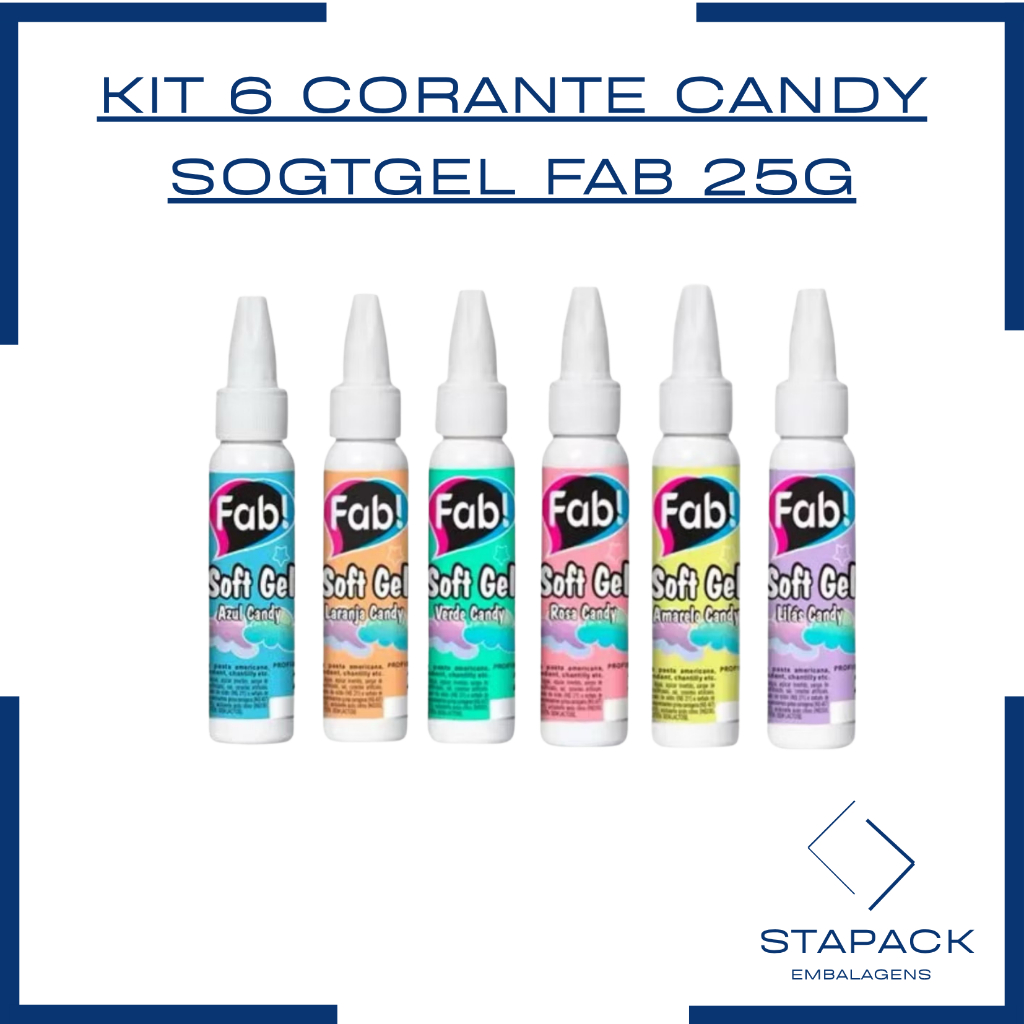 6un CORANTE CANDY SOFTGEL FAB 25G COMESTIVEL BOLO TORTA CUPCAKE CHANTILLY CONFEITARIA em Oferta na Shopee