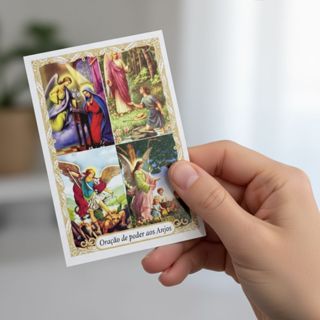 100 Santinho Folheto Oração Arcanjo Miguel Rafael Gabriel em Oferta na Shopee