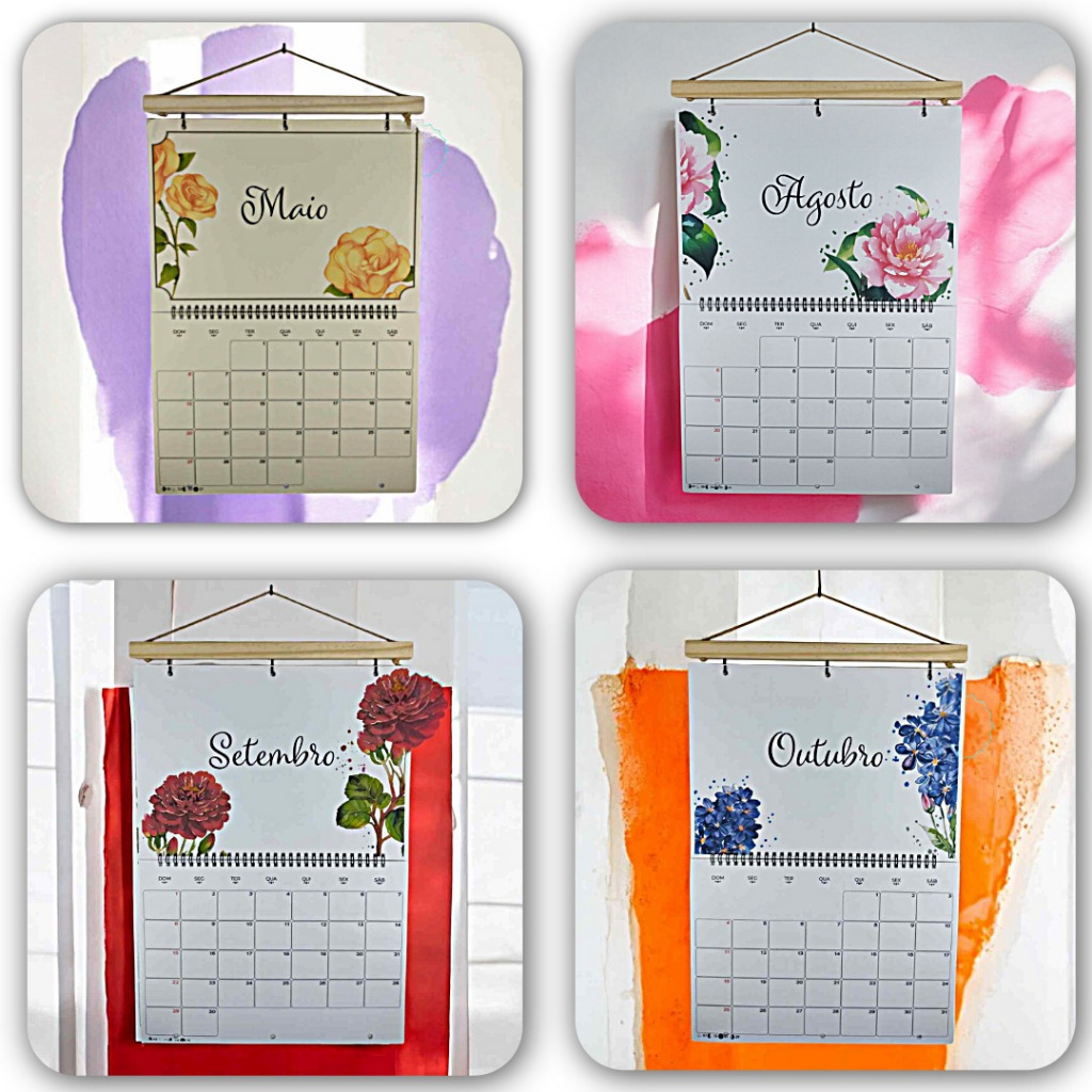 Calendário de Parede 2026/2027 - Base Pinus A4 - Jardim