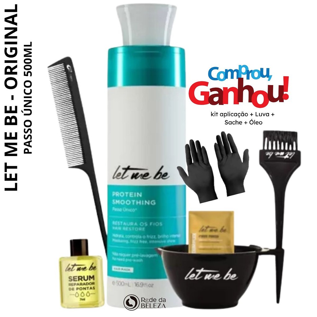 Let Me Be Passo Único 500 ml + Sache e Óleo + Kit Aplicação completo em Oferta na Shopee