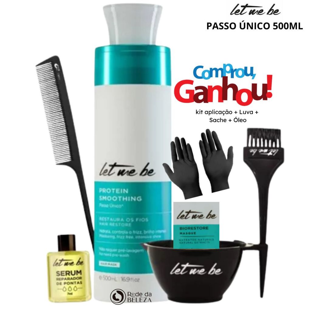 Let Me Be Passo Único 500 ml + Sache e Óleo + Kit Aplicação completo