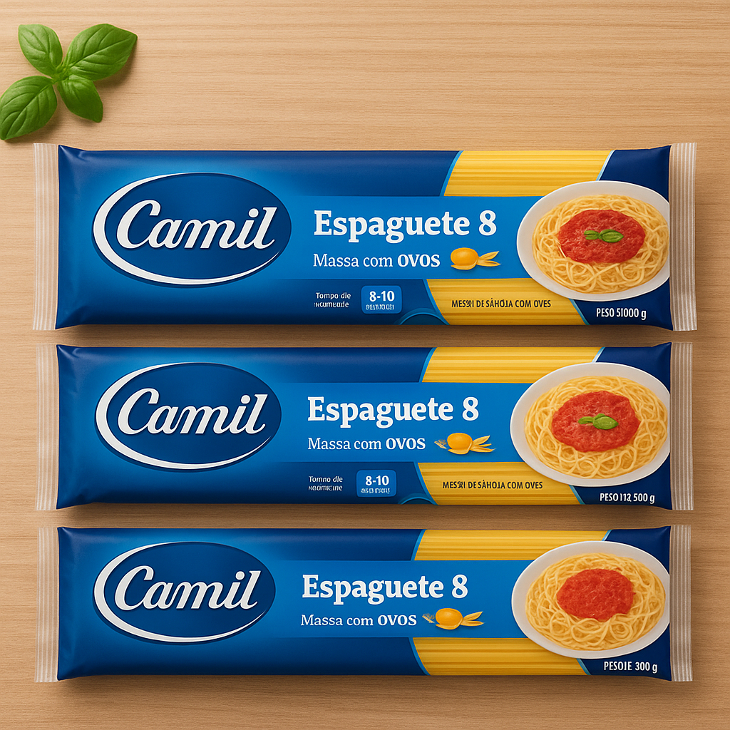 Kit com 3 Unid. Macarrão Espaguete 8 Camil 500g • Massa com Ovos • Cozinha Rápida 8-10min • Envio Imediato! 🍝✨