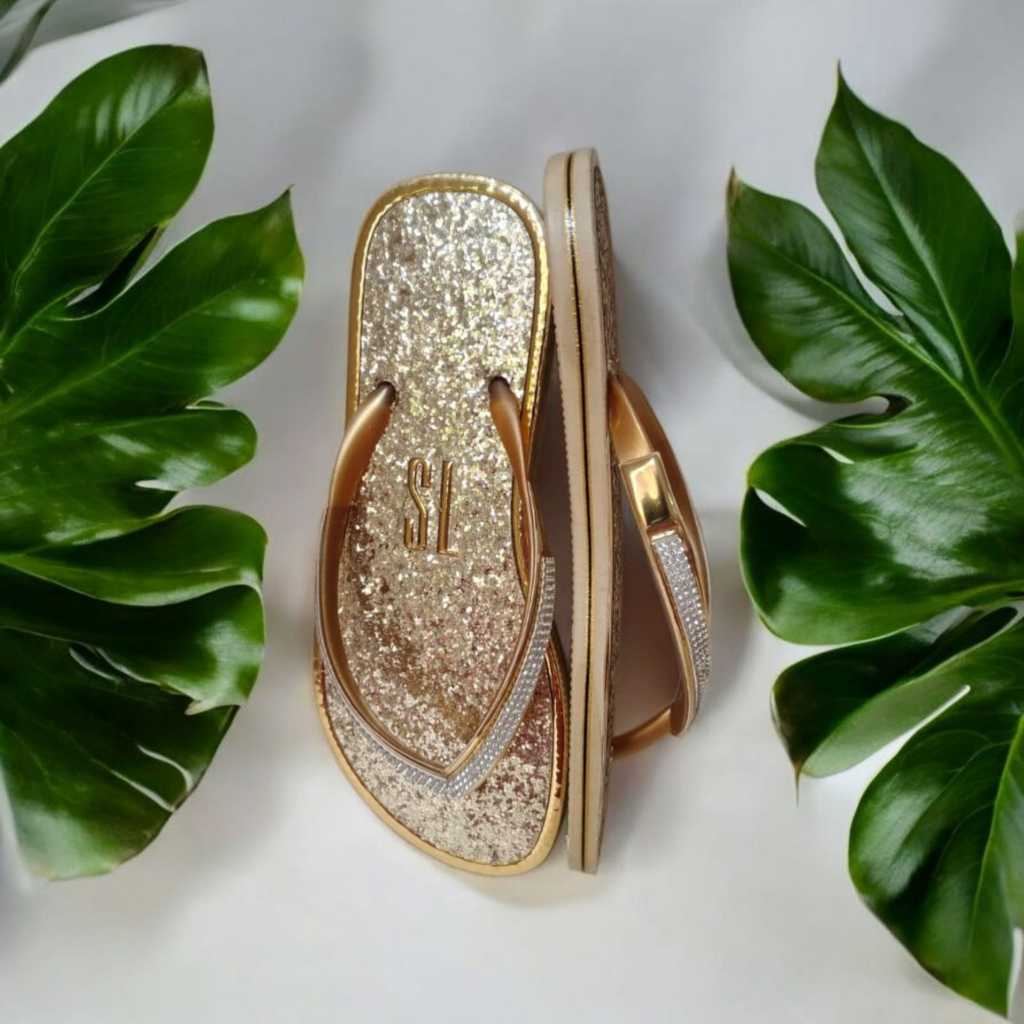 Chinelo rasteira BRILHO GLITER ouro 2026