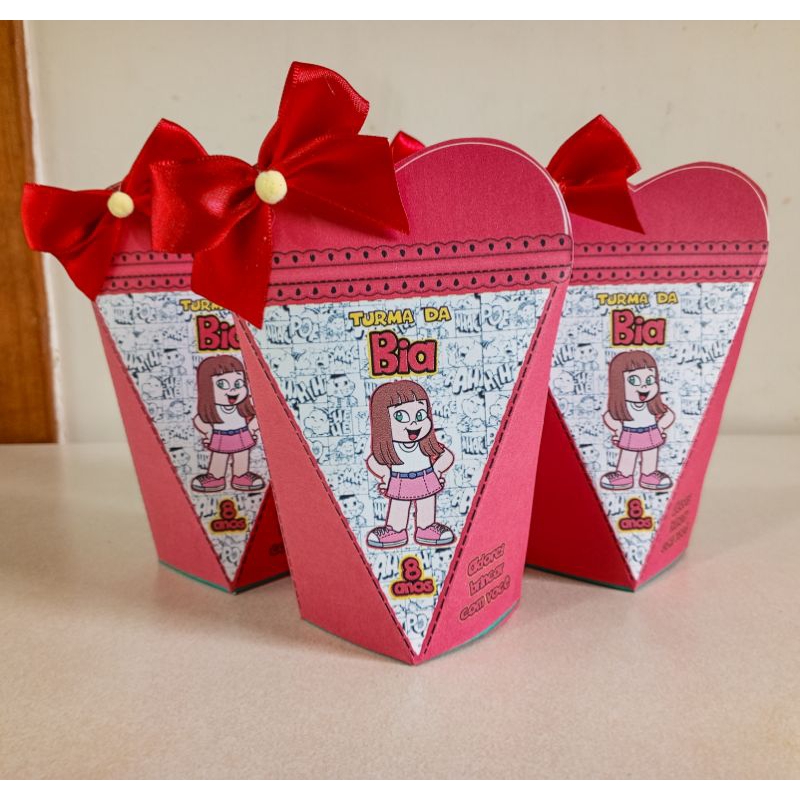 Kit Caixinhas Coração Festa Turma da Mônica, Lembrancinhas Aniversário Personalizadas.