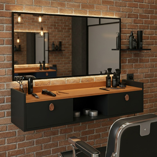 Bancada Suspensa Para Salão Cabeleireiro Barbearia e Manicure Vegas 2 Portas e Nicho Retrô 0.90CM em Oferta na Shopee