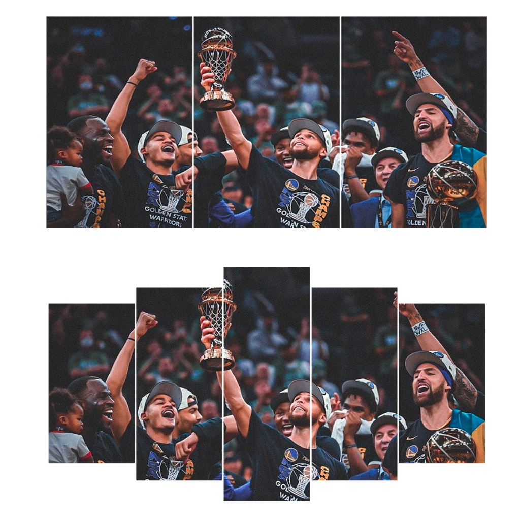 Quadro Decoração Mosaico NBA Golden State Warriors Campeao 2022 Stephen Curry MVP Basquete Esporte