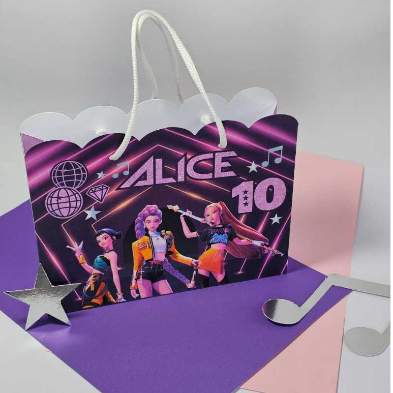Sacolinha Guerreiras do k-pop Personalizado | Sacolinha | Lembrancinha Aniversário  PEGUE E MONTE 14X20X5