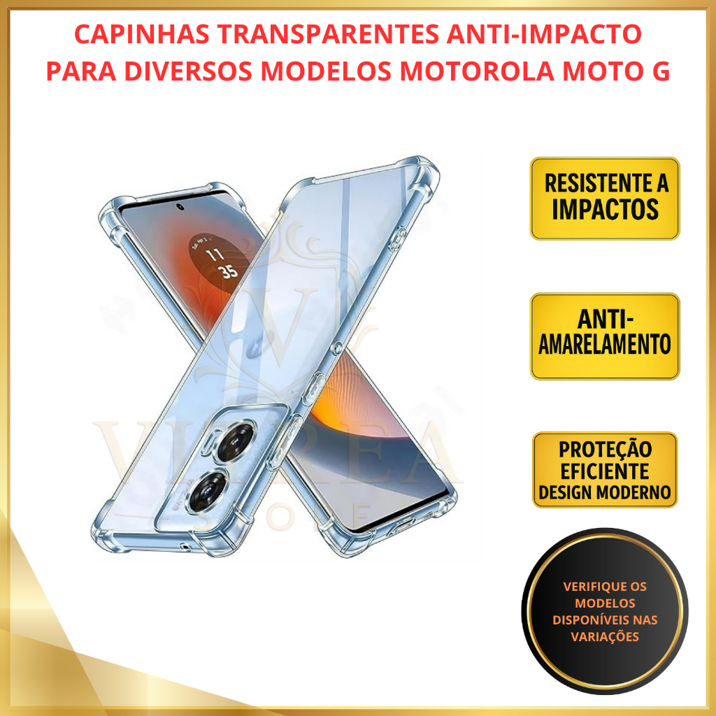 Capinha Anti-Shock com bordas reforçadas - Transparente - Motorola - Moto G / Moto E / Moto Edge