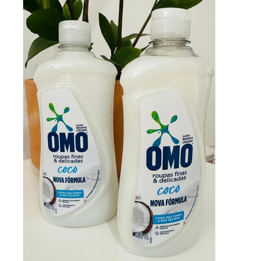 2 Uni. de lava roupas OMO roupas finas e delicas coco 450 ml