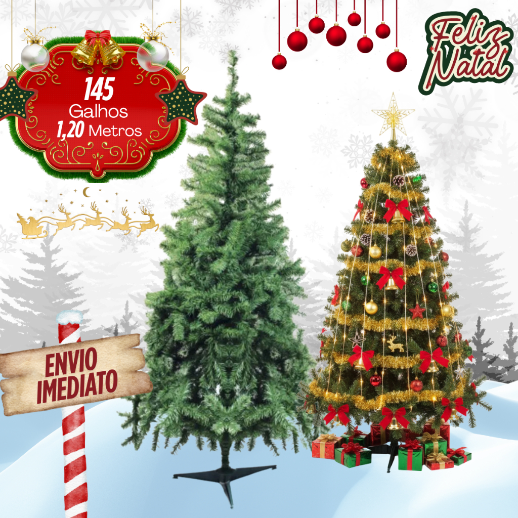 Árvore De Natal Pinheiro Verde Altura 1,20m C/144 Galhos Decoração Pinheiro Canadense