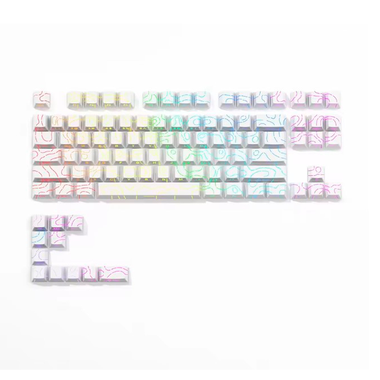 Keycaps Topográficas/Linhas de contorno, 97 Teclas PBT, Double Shot + Removedor de Teclas