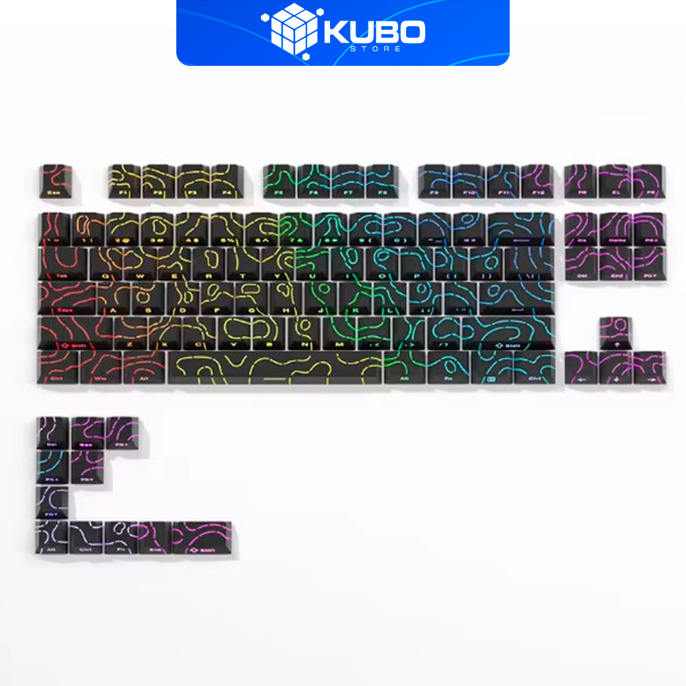 Keycaps Topográficas/Linhas de contorno, 97 Teclas PBT, Double Shot + Removedor de Teclas