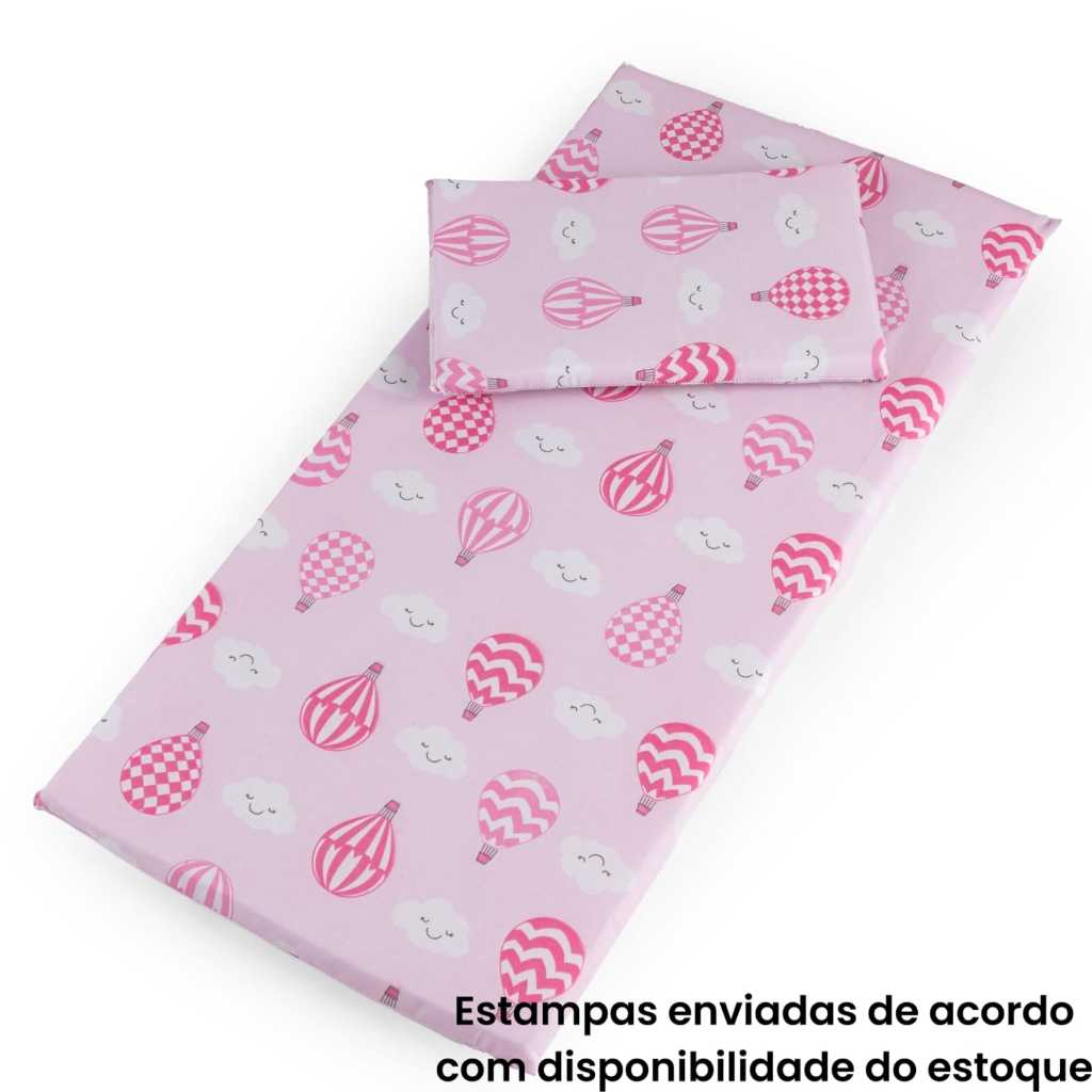 Imagem COLCHONETE KIT CARRINHO DE BEBÊ COM TRAVESSEIRO TECIDO PERCAL MACIO ESPUMA IDEAL RECÉM NASCIDO