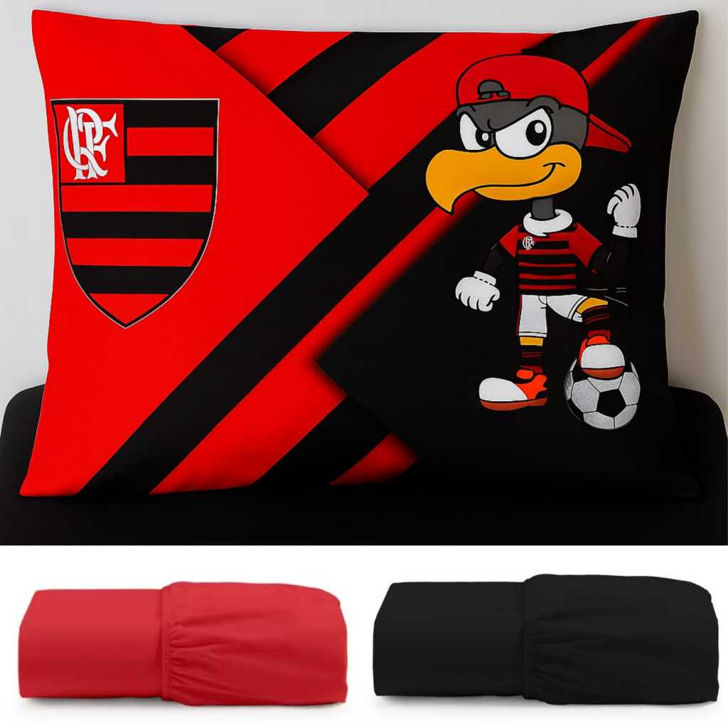 Kit Lençol Solteiro com Fronha Flamengo Micropercal 400 fios em Oferta na Shopee