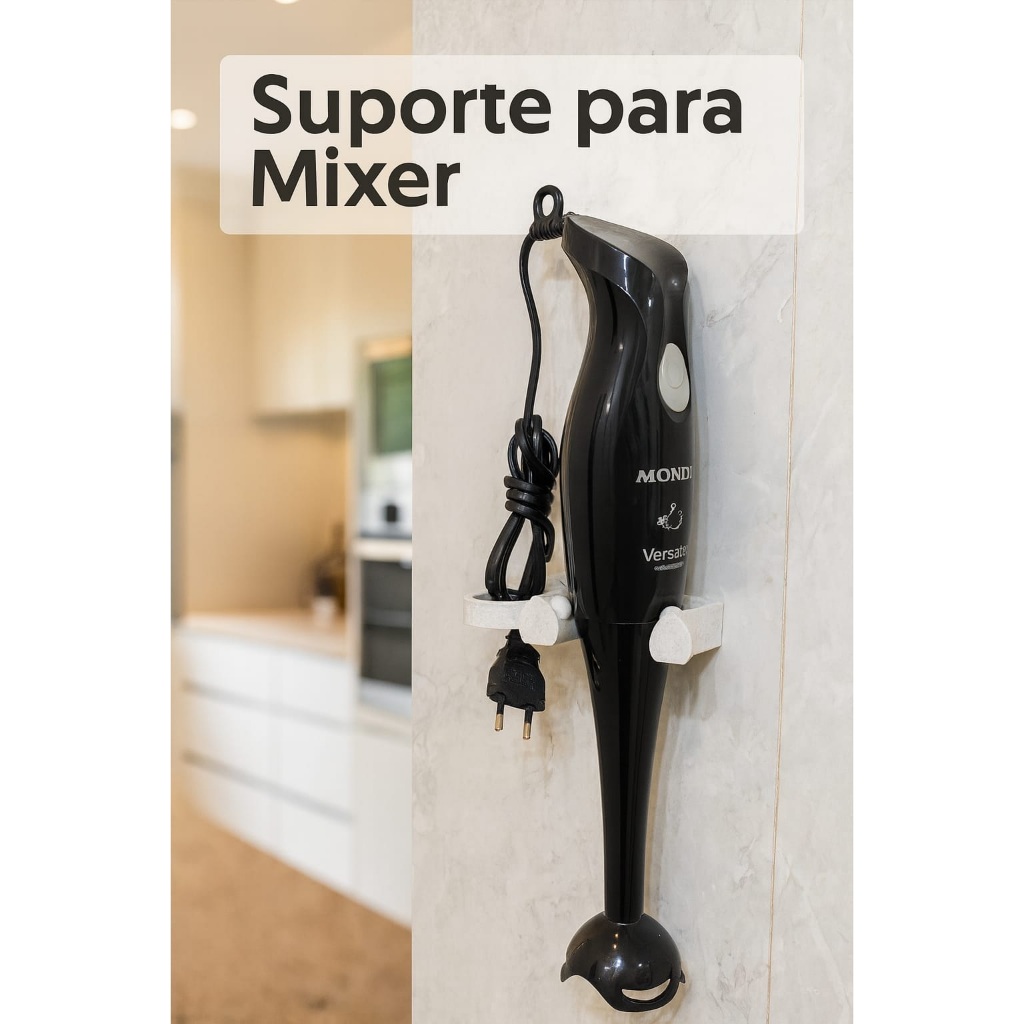 Suporte de parede Universal para Mixer Mondial e Britânia Cor Mármore Branco