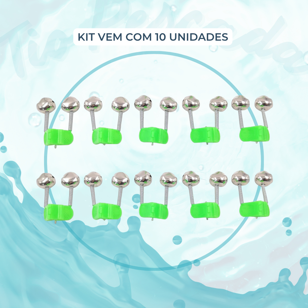 Kit Sino Duplo Alarme Para Vara De Pesca Suporte Sinalizador Guizo Sininho Clipe Universal