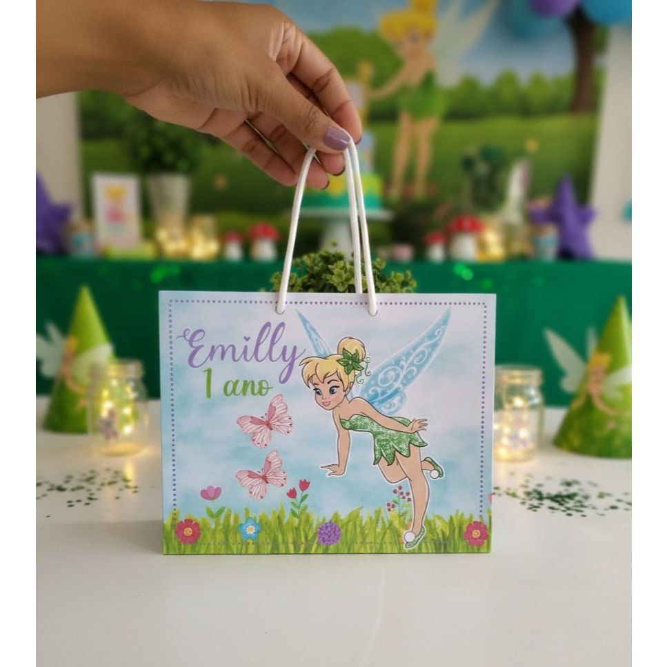 Sacolinha Personalizada Tinker Bell - Sininho Lembrancinha Surpresa de Aniversário Festa