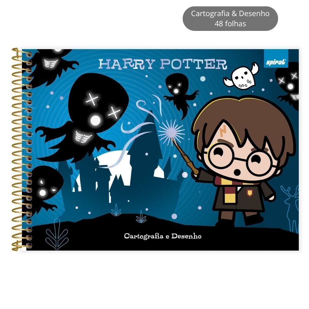 Caderno Cartografia e Desenho Capa Dura 48 Folhas Espiral Harry Potter 2026
