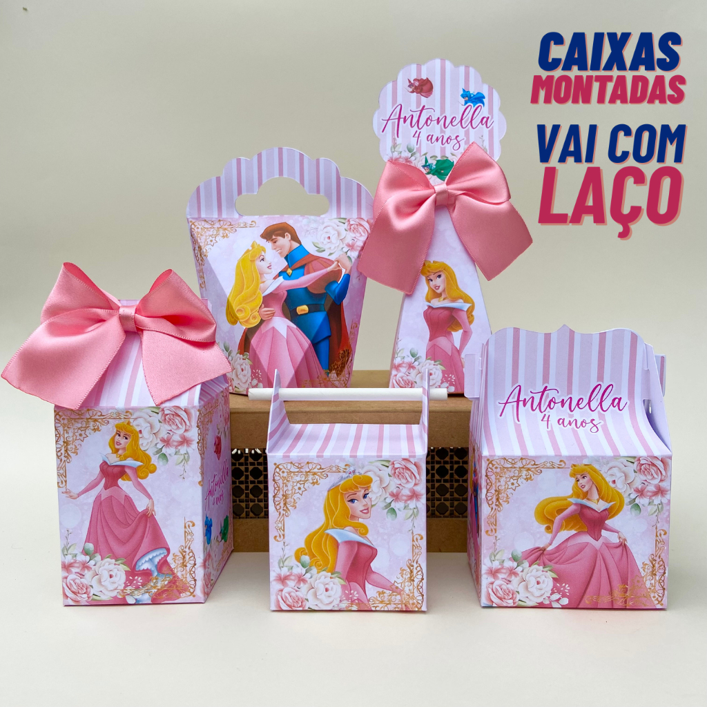 Kit Personalizado Bela Adormecida Princesa Aurora - CAIXAS MONTADAS - Lembrancinha - Festa Infantil - Aniversário
