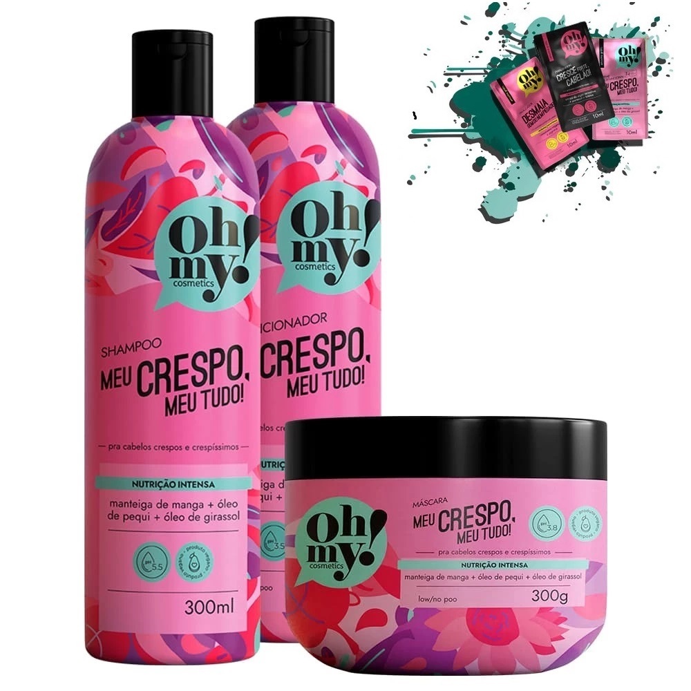 Shampoo Condicionador e Máscara Meu Crespo Meu Tudo! 300ml/gr Oh My!