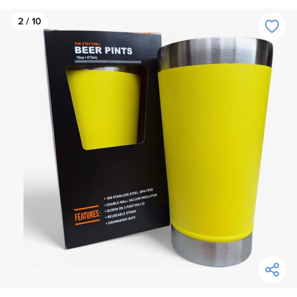 Copo Térmico De Cerveja Aço Inox 473Ml Com Tampa em Oferta na Shopee