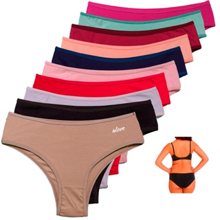 Kit 10 Calcinhas Plus Size Femininas Alove - Algodão, Laterais Largas e Antialérgico em Oferta na Shopee