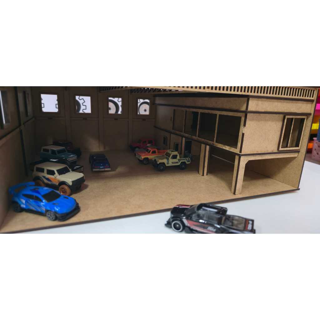 Mini Diorama Garagem Oficina Exibição Quebra-Cabeça MDF 1/64 — imagem 2 de 2