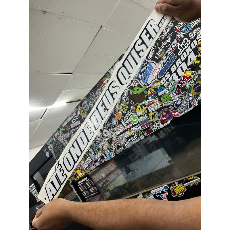 Adesivo frase 50x5 duas cores Até onde Deus quiser… em Oferta na Shopee