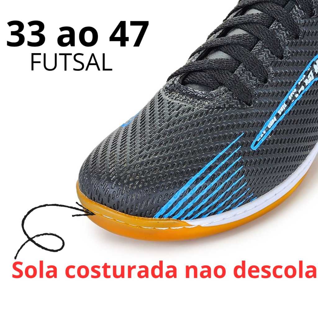 Tenis Futsal Profissional Leve Antiderrapante 33 Ao 47