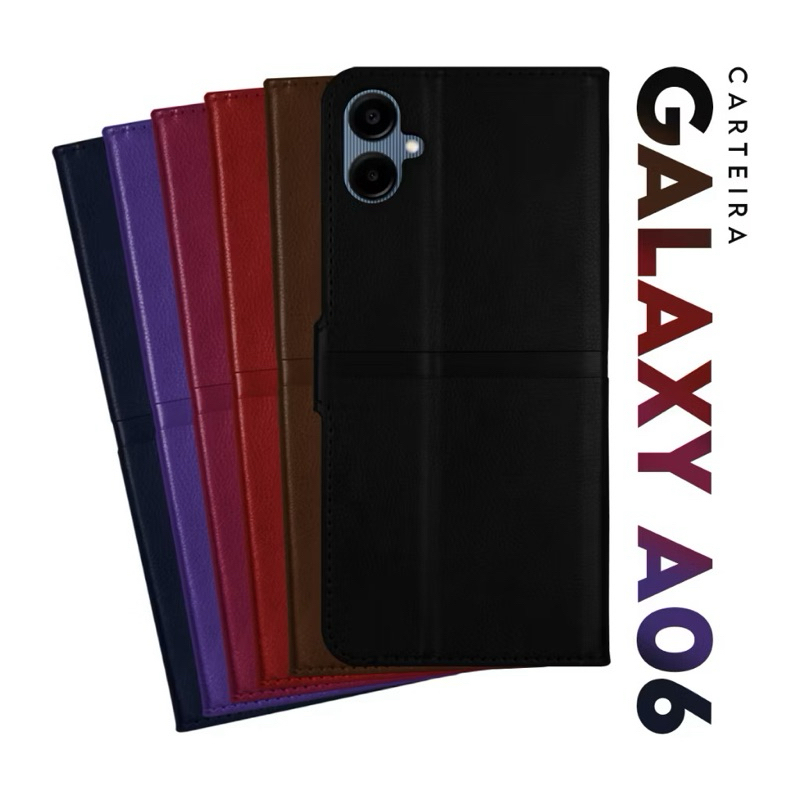 Capa Case Capinha Carteira Flip Cover Couro Sintético Para Samsung Galaxy A06 A065 tela 6.7 em Oferta na Shopee