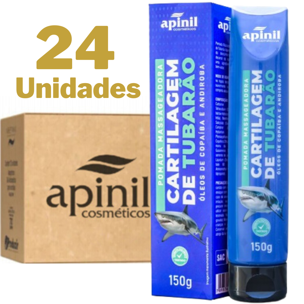 Kit 24 Pomadas Cartilagem de Tubarão para dores musculares e articulares 150g