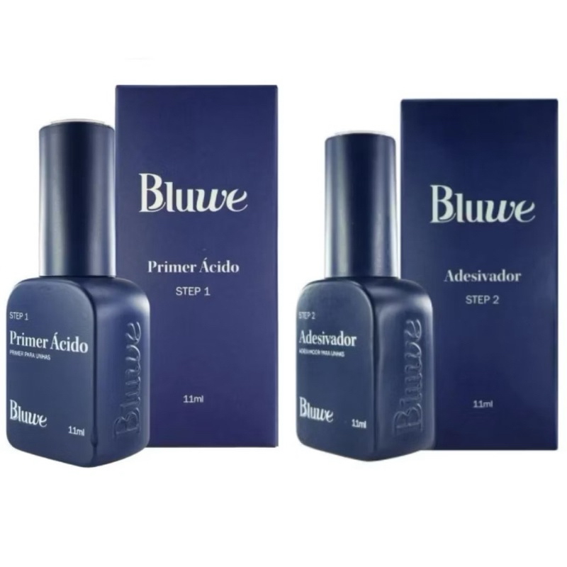 Kit Step 1 Primer Com Ácido 11ml + Step 2 Adeisvador 11ml  Bluwe Cosméticos-Escolha