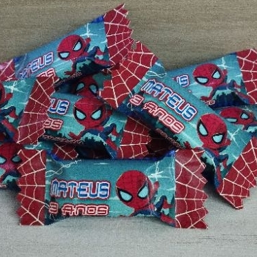 50 Bala personalizada para festa infantil Lembrancinha Homem Aranha baby