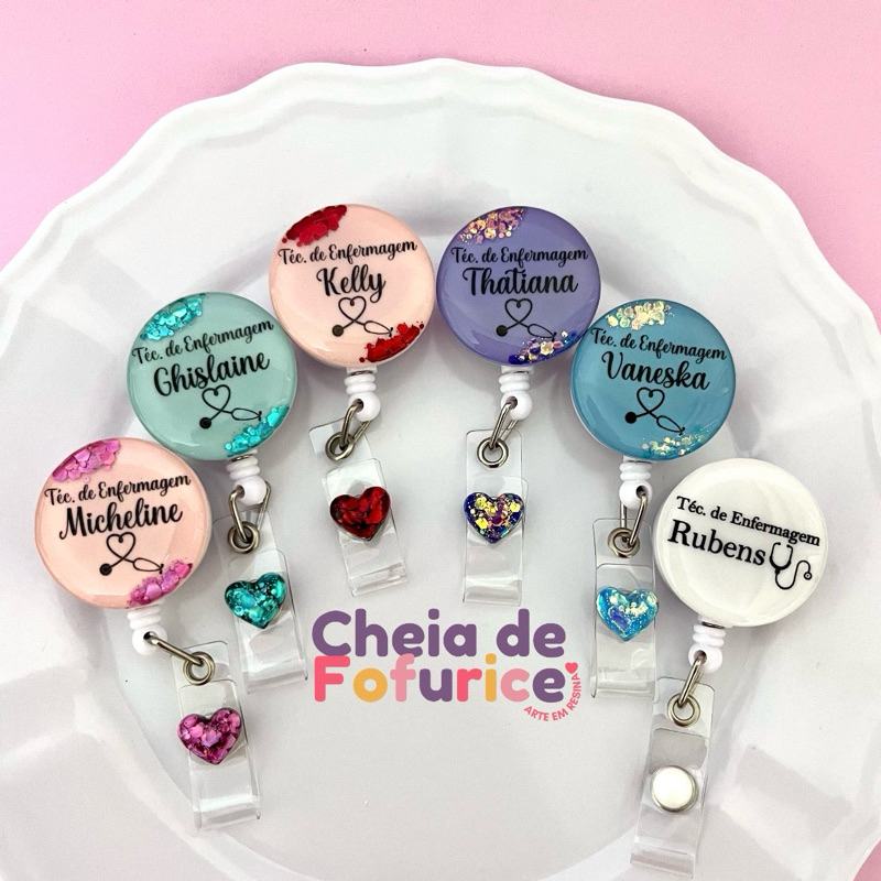 PORTA CRACHÁ PROFISSÃO - Crachá Retrátil Personalizado em Resina em Oferta na Shopee