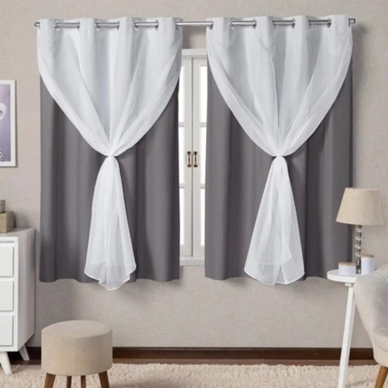 Cortina de Voal Blackout 100% Corta Luz 2,20m x1,30m Quarto, sala, escritório em Oferta na Shopee