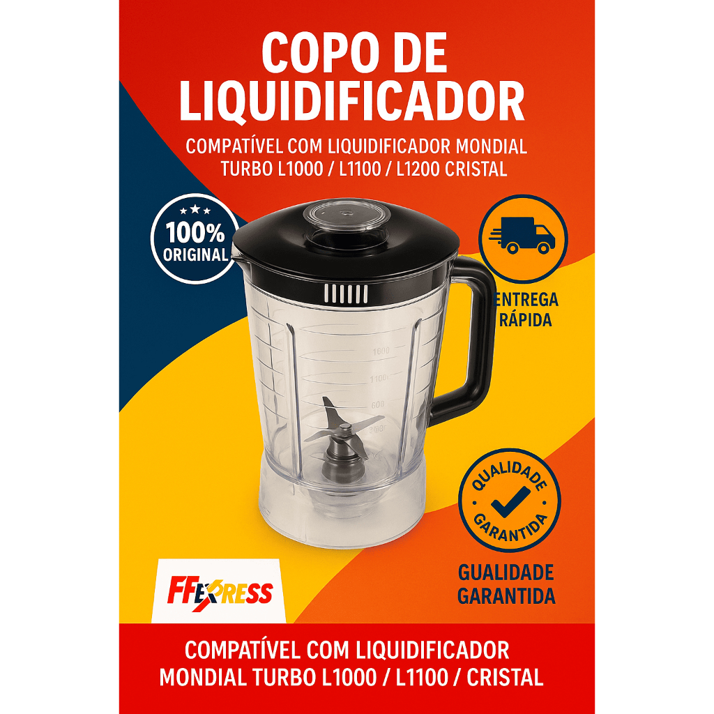 Copo de Liquidificador para Mondial Turbo L1000/ L1100/ L1200 Cristal em Oferta na Shopee
