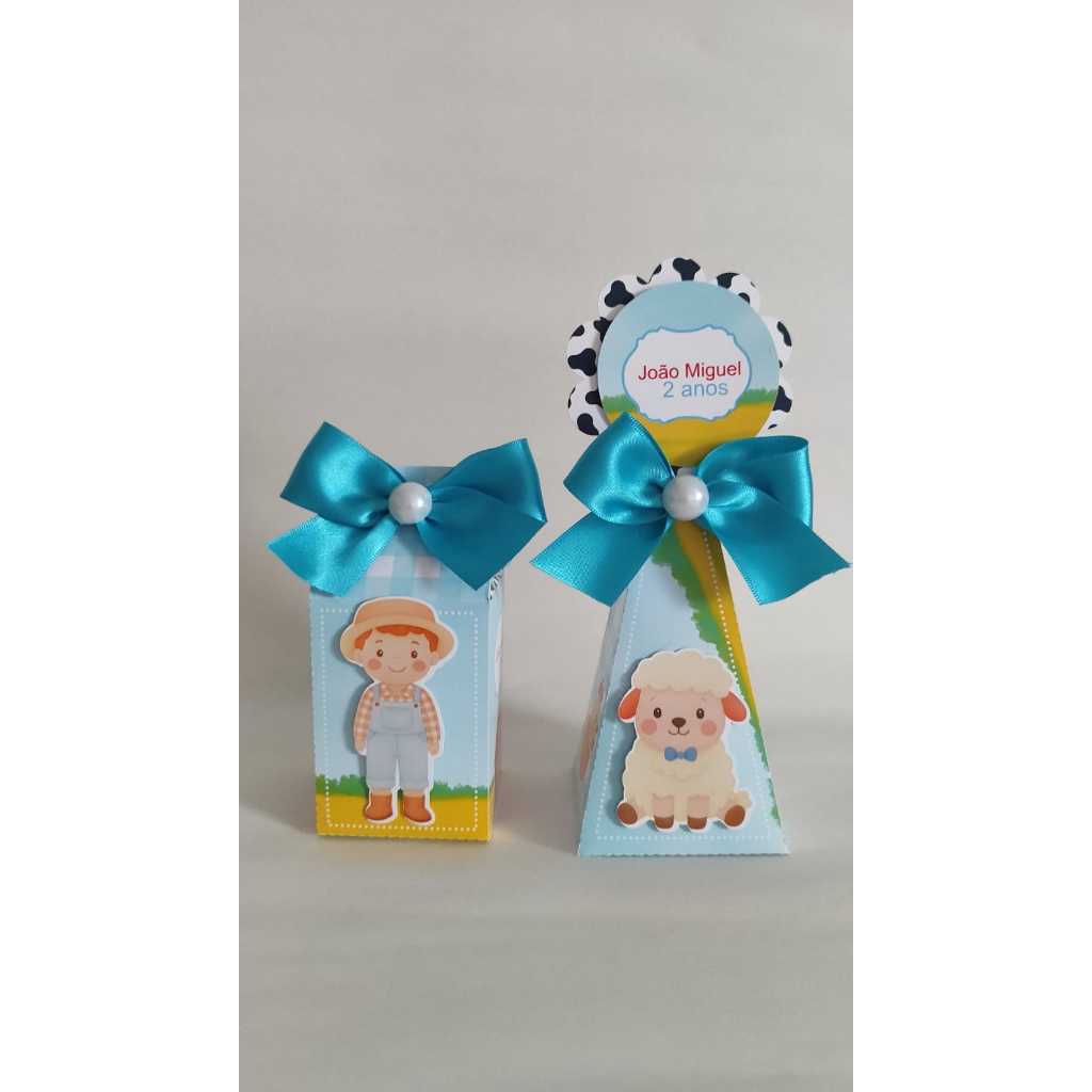 PEGUE E MONTE-Kit Festa Personalizados fazendinha menino Lembrancinhas Caixinhas para festa personalizado aniversário
