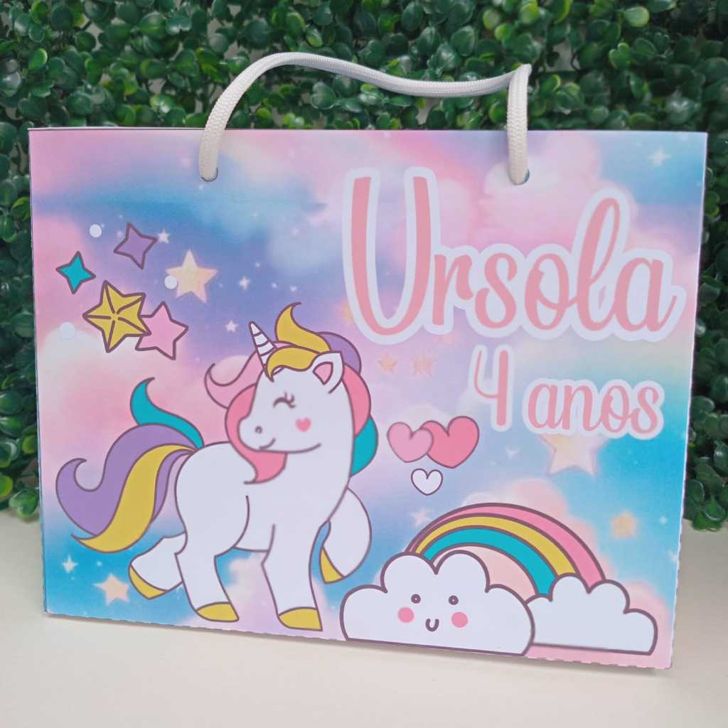 Sacolinha Personalizada Unicornio Media Lembrancinha Surpresa para Festa