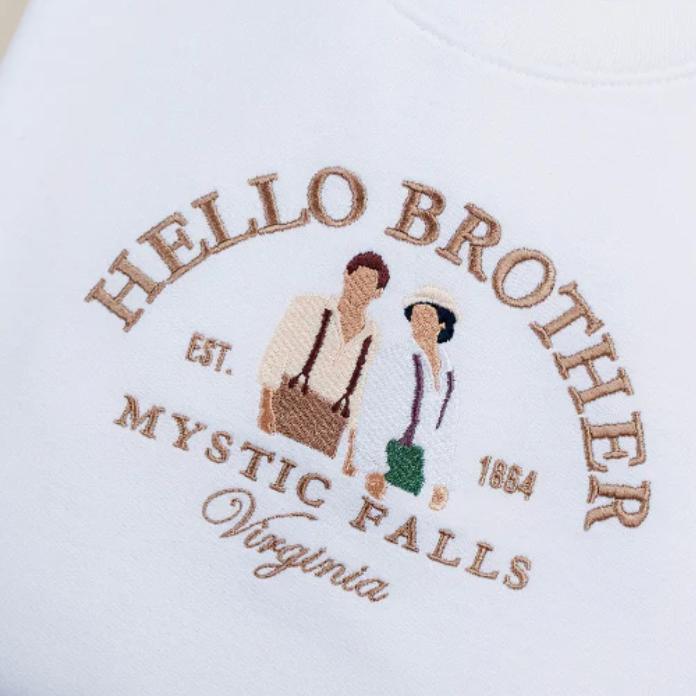 Moletom bordado The Vampire Diaries Hello Brother Stefan e Damon