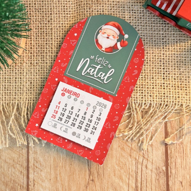 Mini Calendário 2026 de Geladeira Personalizado com Imã Lembrancinha de Natal