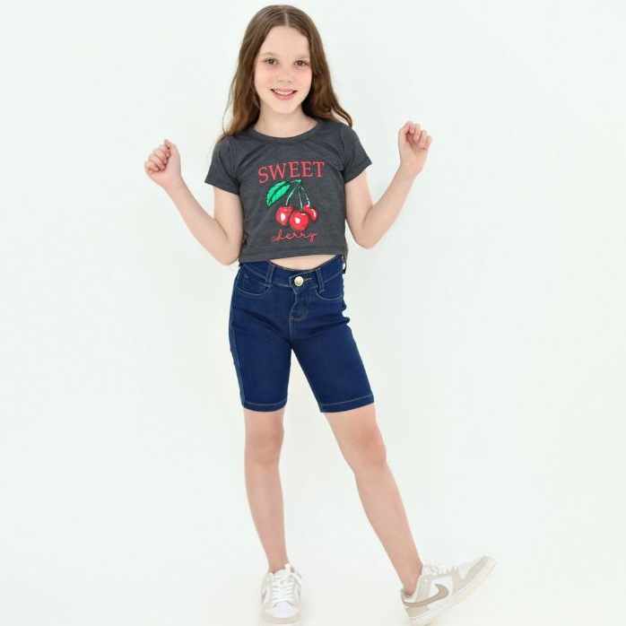 BERMUDA CICLISTA JEANS INFANTIL FEMININNA