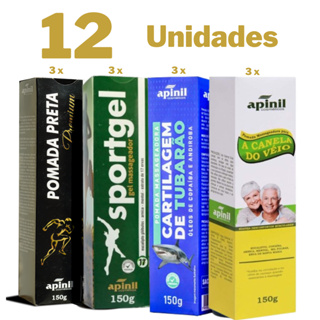 Kit 12 Pomadas Premium para Alívio de Dores Musculares e Articulares 150g - Alívio Rápido em Oferta na Shopee