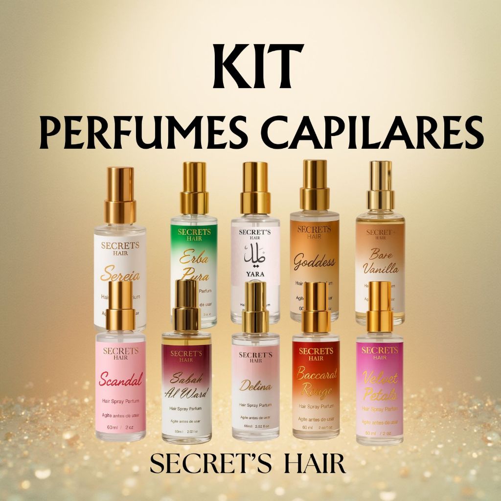 Perfumes Capilares Secret's Hair 60ml - Cabelo cheiroso, Brilho Inteso, Anti-Frizz, Hidratante