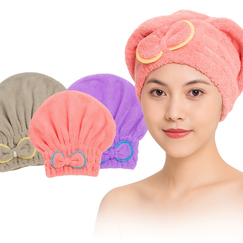 Touca Toalha De Secar Cabelo Pós Banho Secagem Rápida em Oferta na Shopee